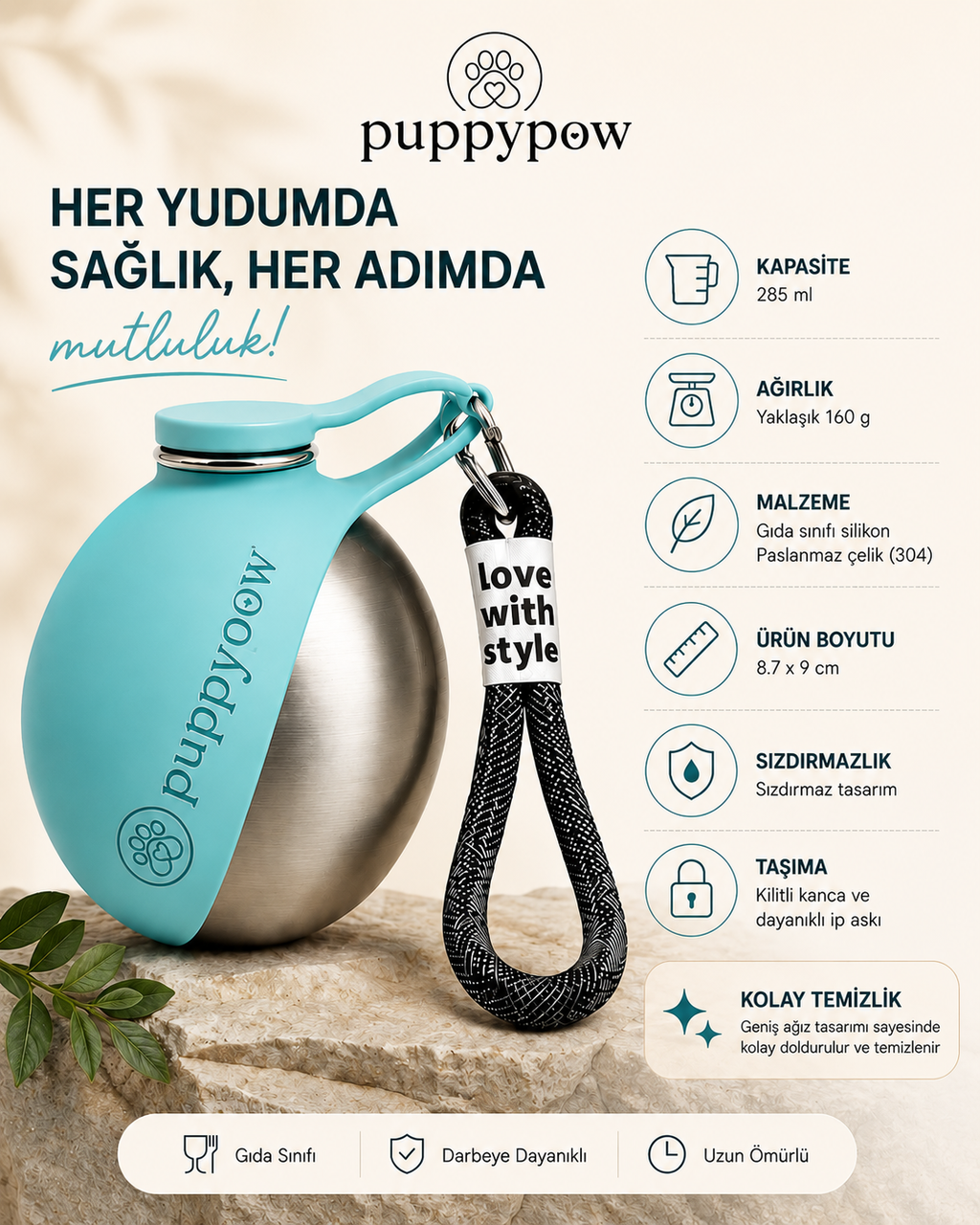 PuppyPow 2'li Köpek Su Matarası – 1.699 TL | 285 ml