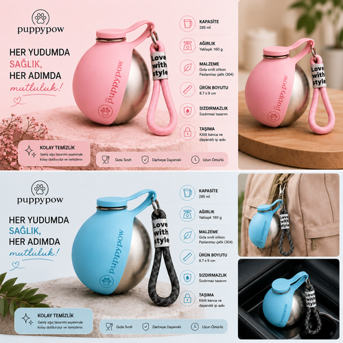 PuppyPow 2'li Köpek Su Matarası – 1.699 TL | 285 ml